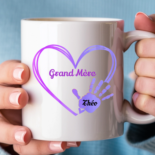 Le Mug Des Empreintes De L'Amour Gravées à Jamais dans le Cœur de Maman/Grand-Mère