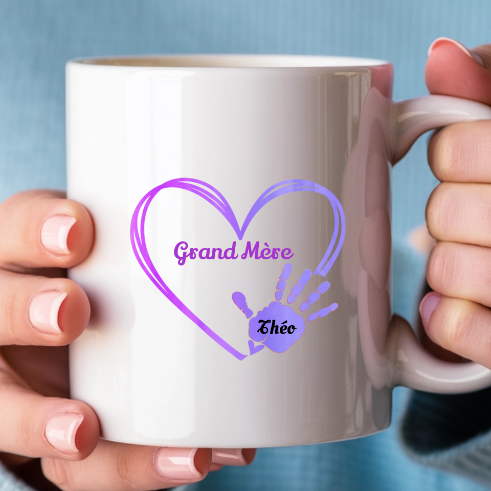 Le Mug Des Empreintes De L'Amour Gravées à Jamais dans le Cœur de Maman/Grand-Mère