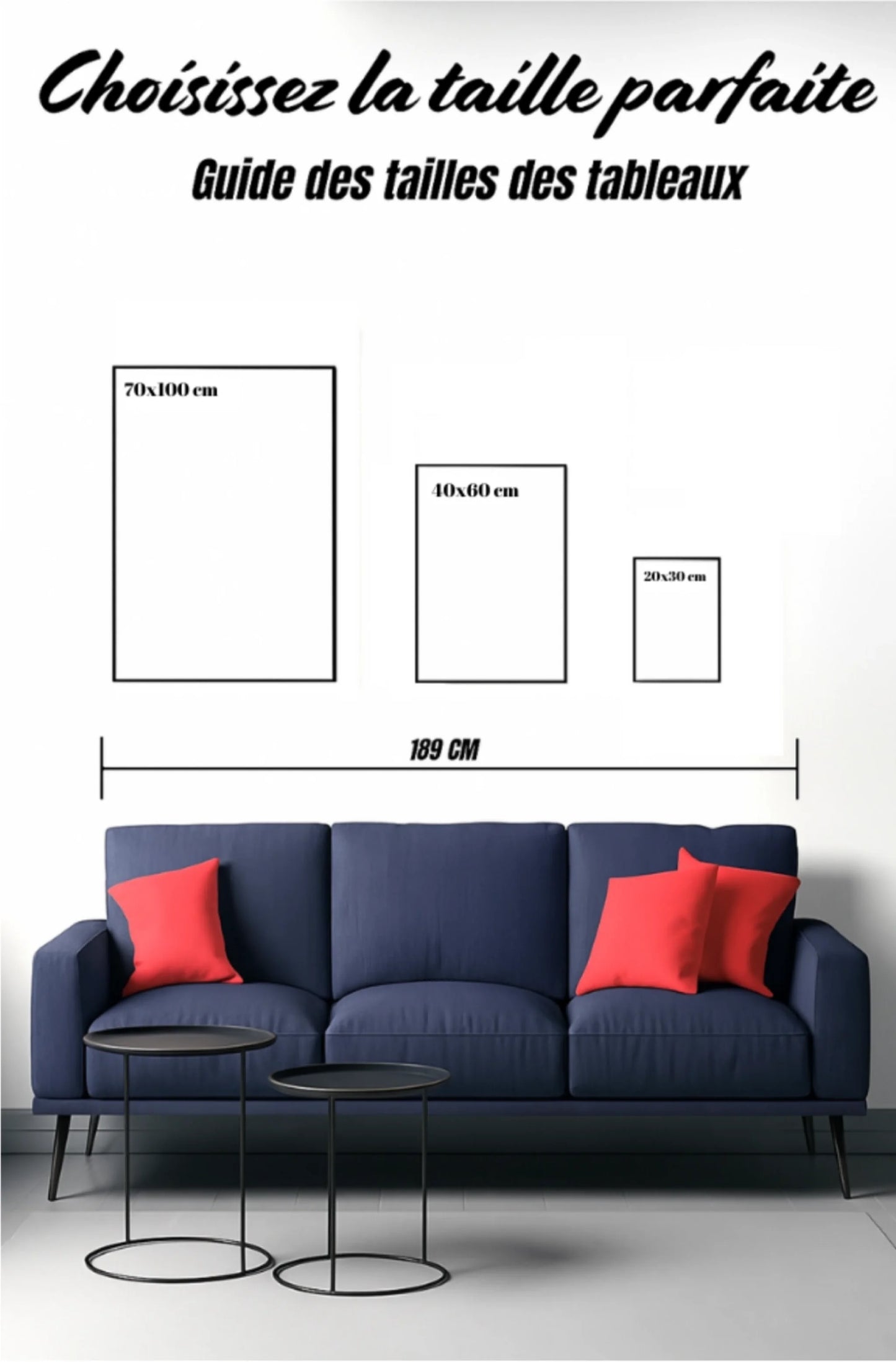 Guide des tailles tableau verticaux